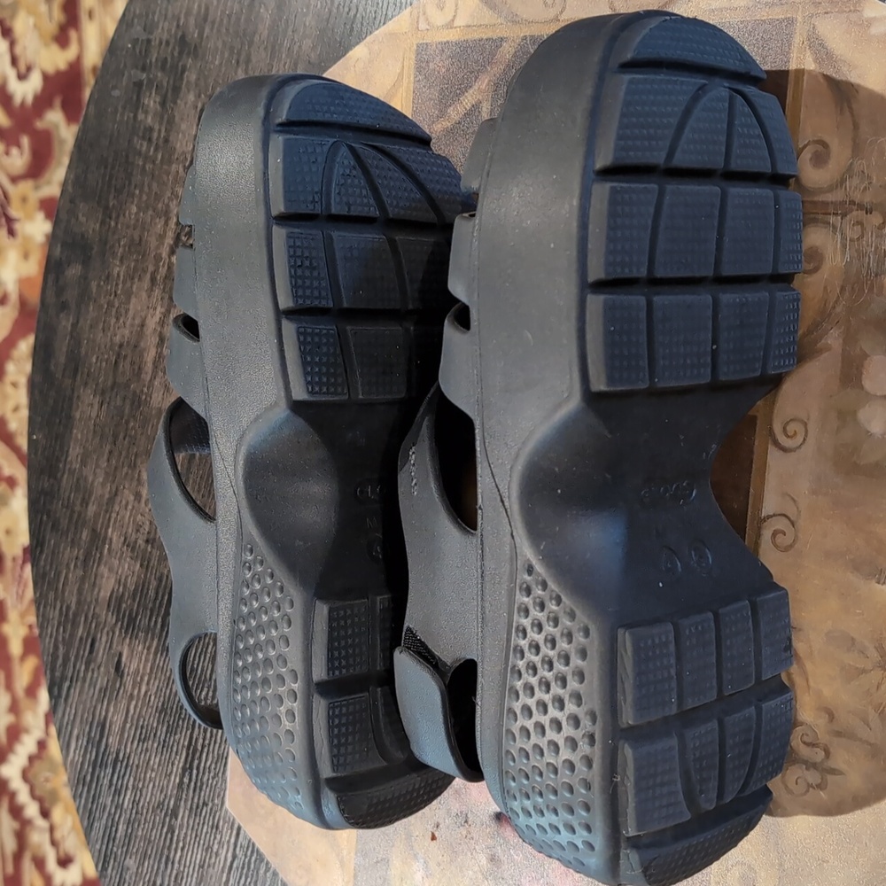 CROCS Black Platform Sandals - Picture 2 of 5